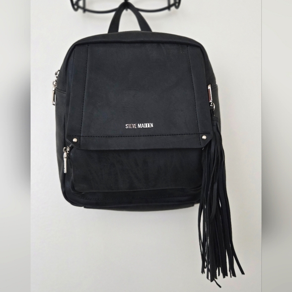Steve Madden Black PVC Backpack - Picture 1 of 8